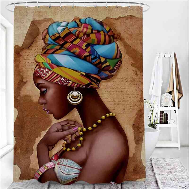 Tyylikäs afrikkalainen nainen print suihkuverhosetti