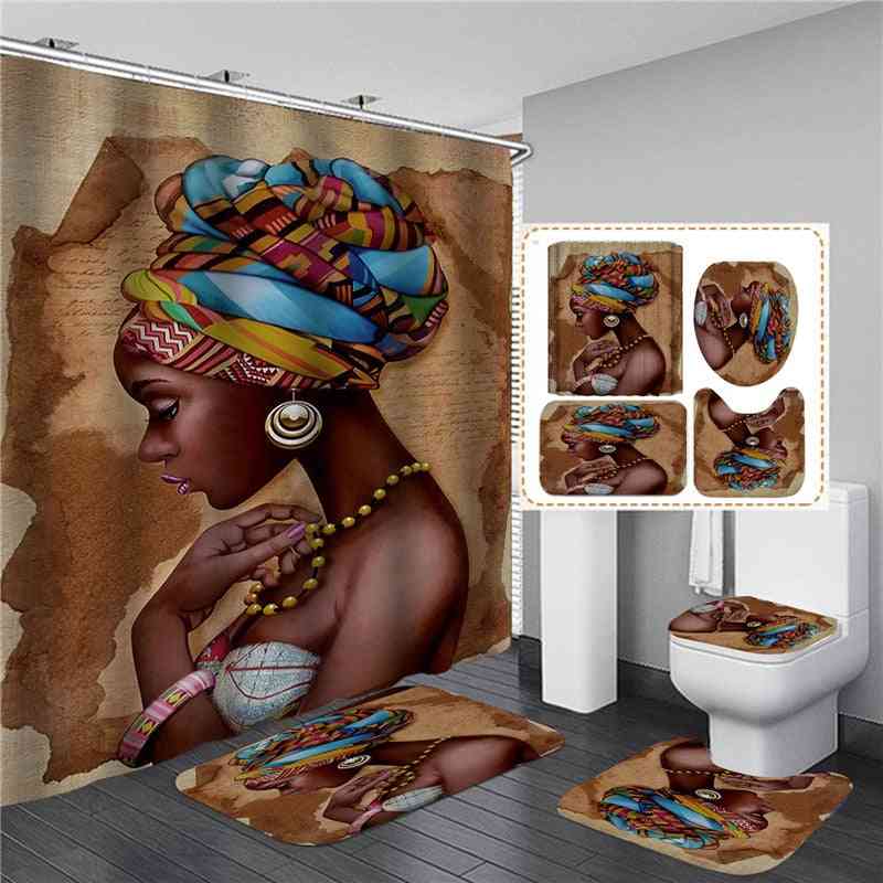 Elegant afrikansk kvinna print duschdraperi set