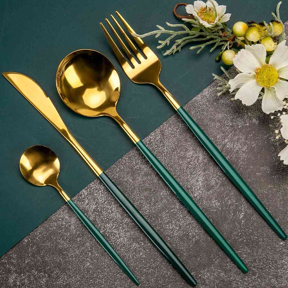 Cutlery Set. Tableware Sets Of Dishes Knives Spoons