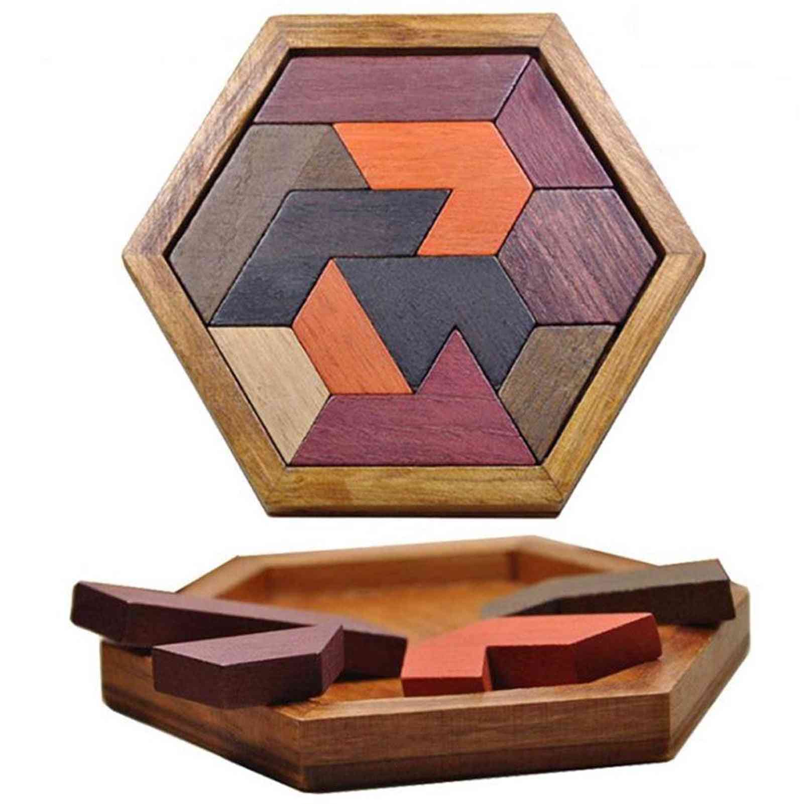 Hexagonal Wooden Geometric Shape Jigsaw Puzzles