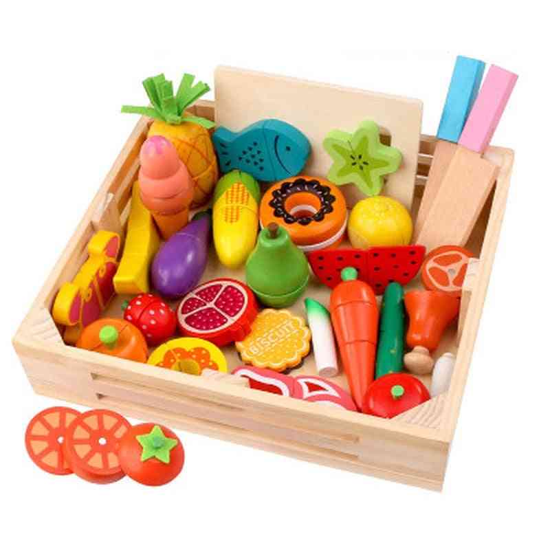 15 Styles Wooden Simulation Egg Kitchen Series Cut Fruits And Vegetables Dessert Children's Educational Play House Toys