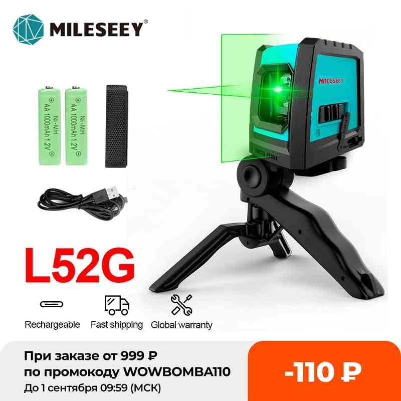Mileseey New 2 Lines Laser Level L52r Professional Vertical Cross Laser Leveler With Battery And Tripod ???????? ???????