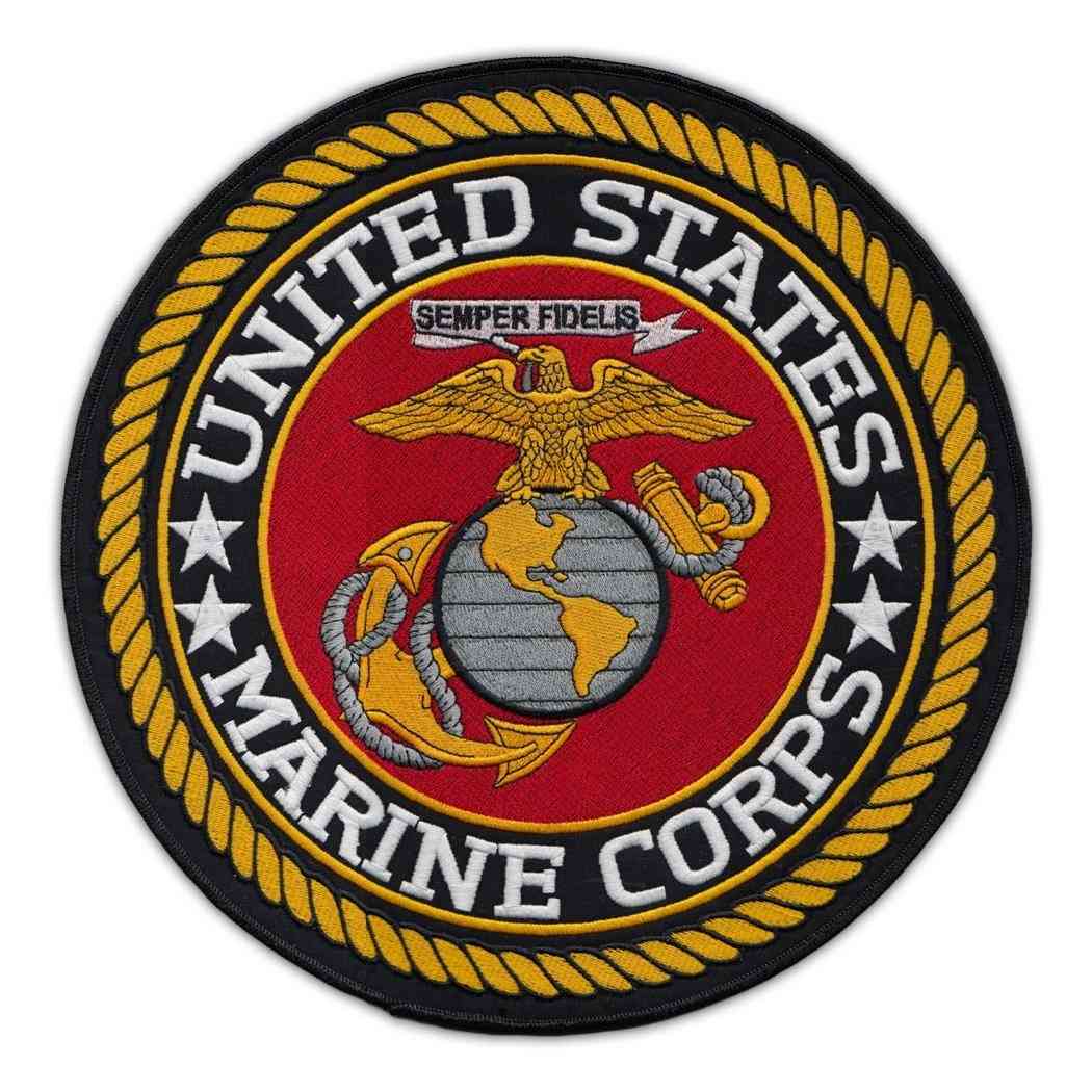 Nášivka, vyšívaná nášivka, logo americké námořní pěchoty USA, vzadu