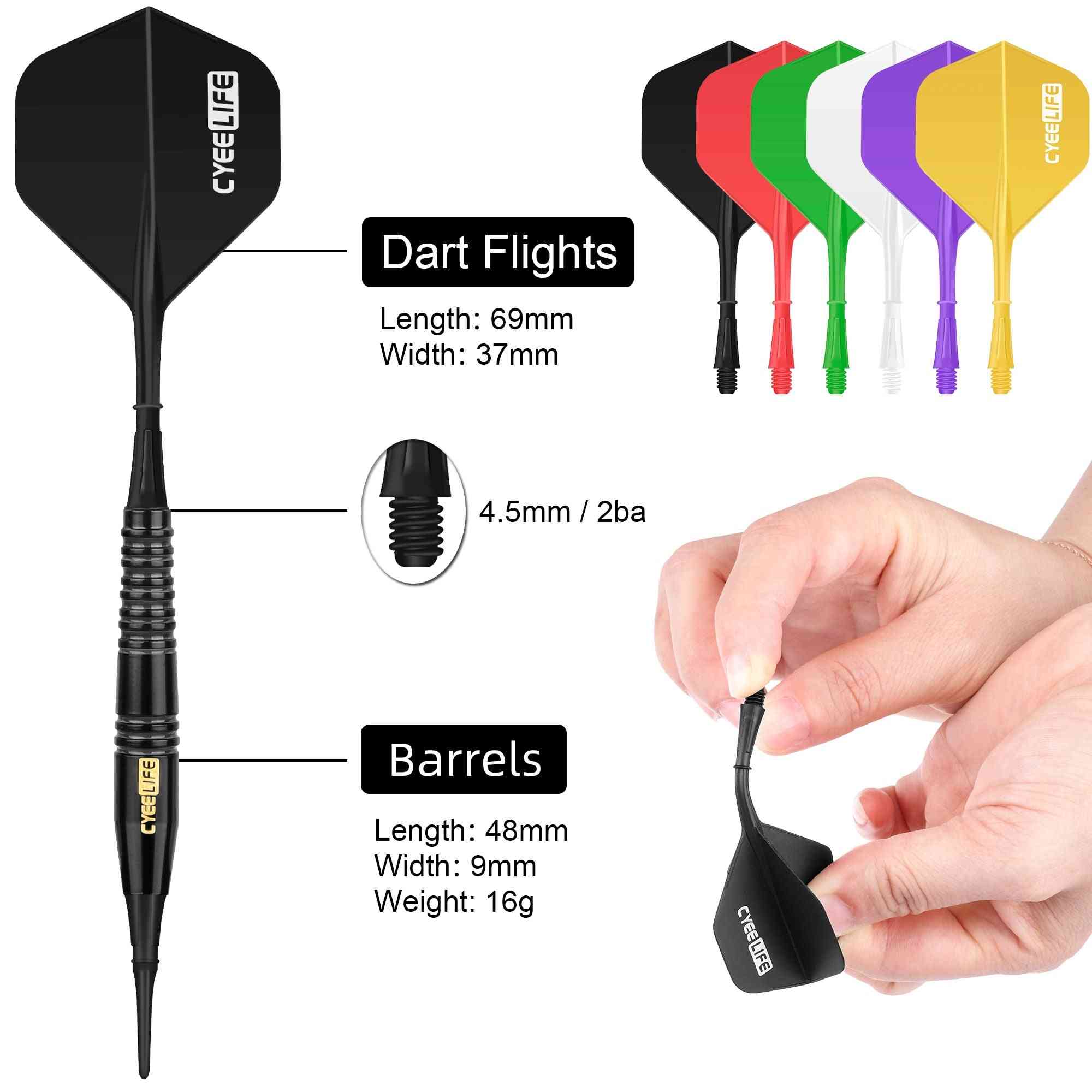 Brass Soft Tip Darts 16g With Carry Case & Extra Plastic Electronic Dart Set