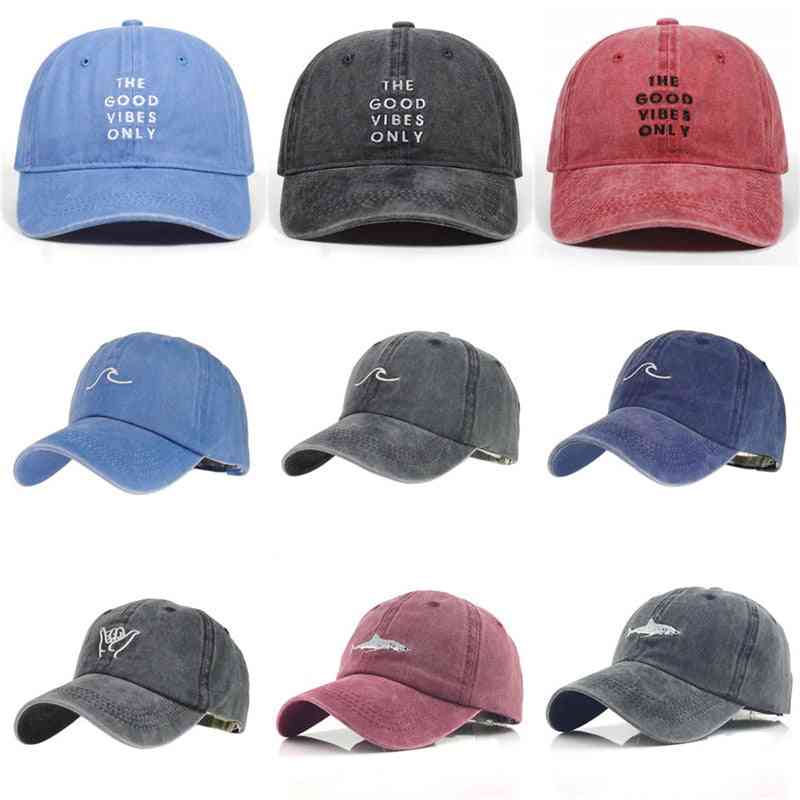 Embroidery Washed Wave Baseball Cap