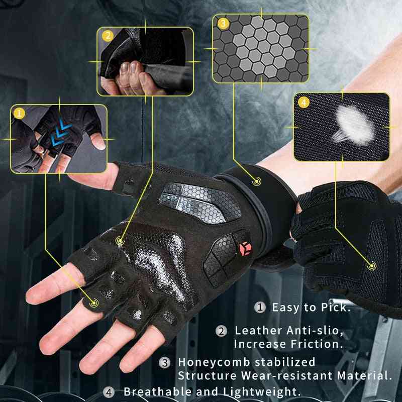 Gym Fitness, Half-finger Gloves With Wrist Wrap