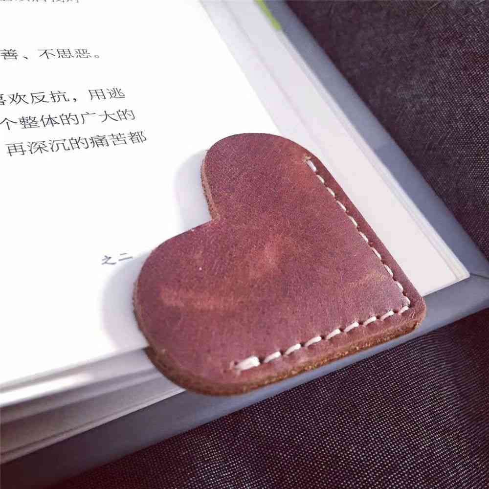 Leather Bookmark Vintage Paper Clips Love Heart Design
