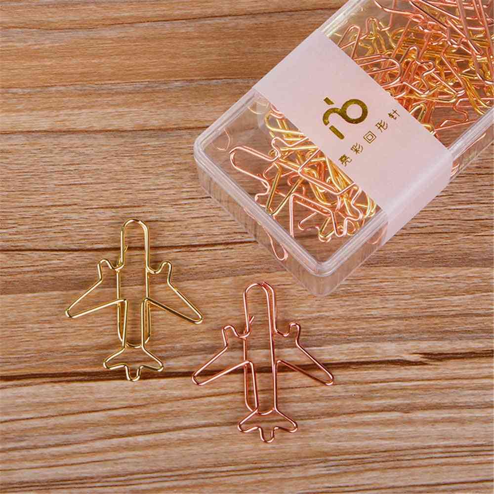 Rose Gold Airplane Shape Metal Paper Clips