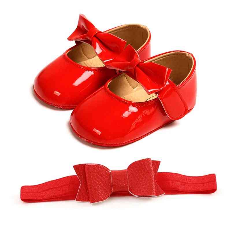 Baby Girl First Walkers, Headband Bow-knot Soft Sole Shoes