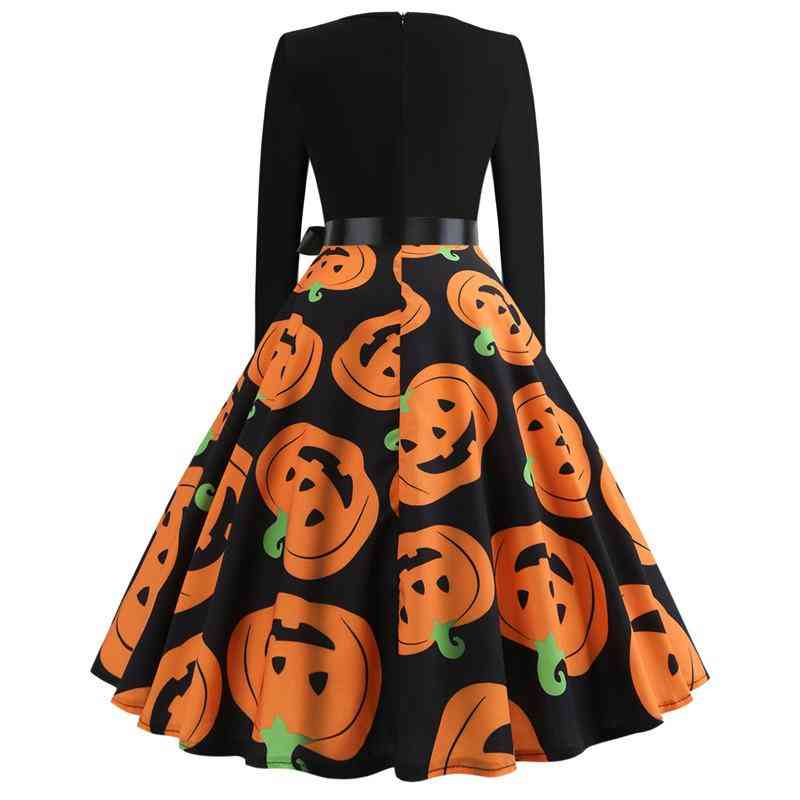 Langermet kjole med halloween-trykk
