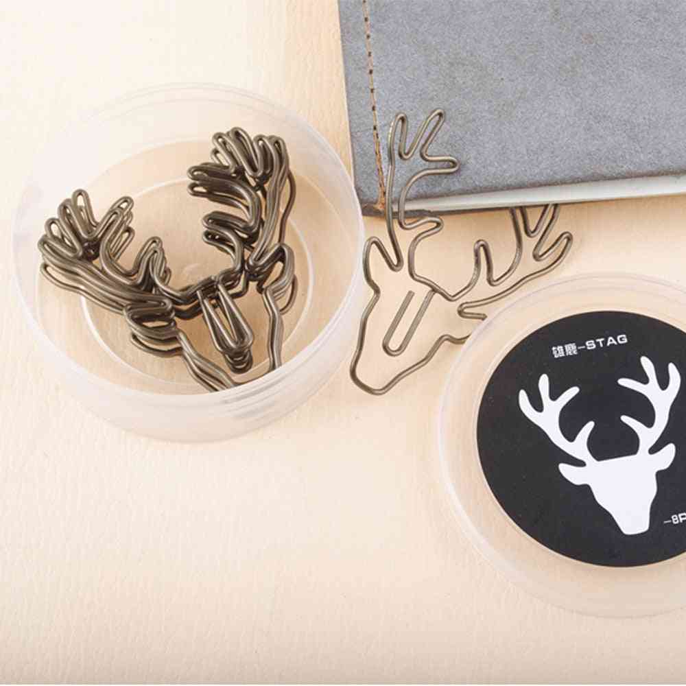 Vintage Bronze Deer Metal Paper Clips Bookmark Pin