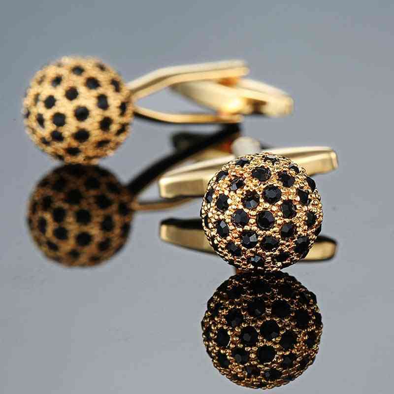 Jewelry Brand Golden Crystal Ball Cuff Link Wholesale Buttons