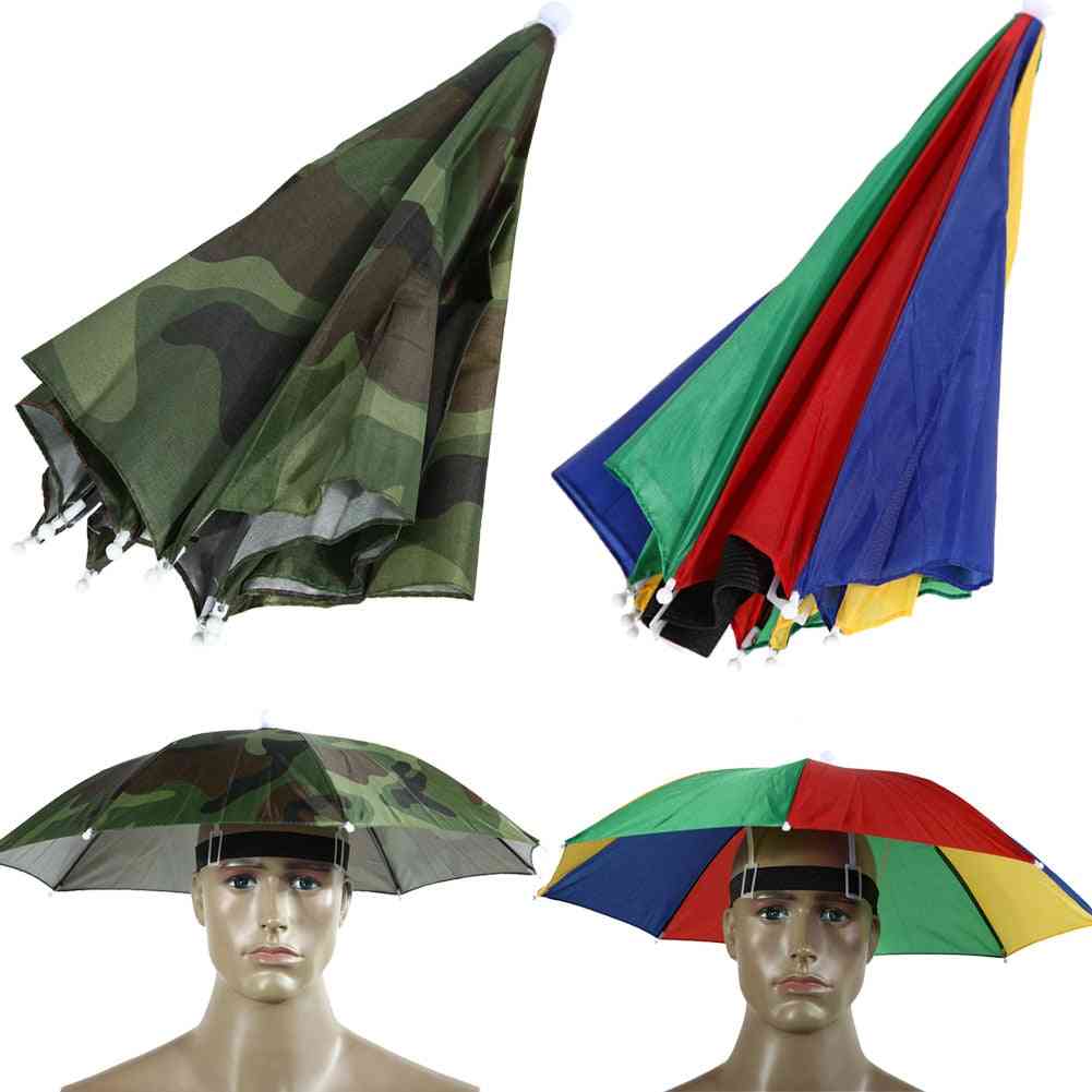 Foldable Headwear Umbrella Fishing Hiking Hat Cap