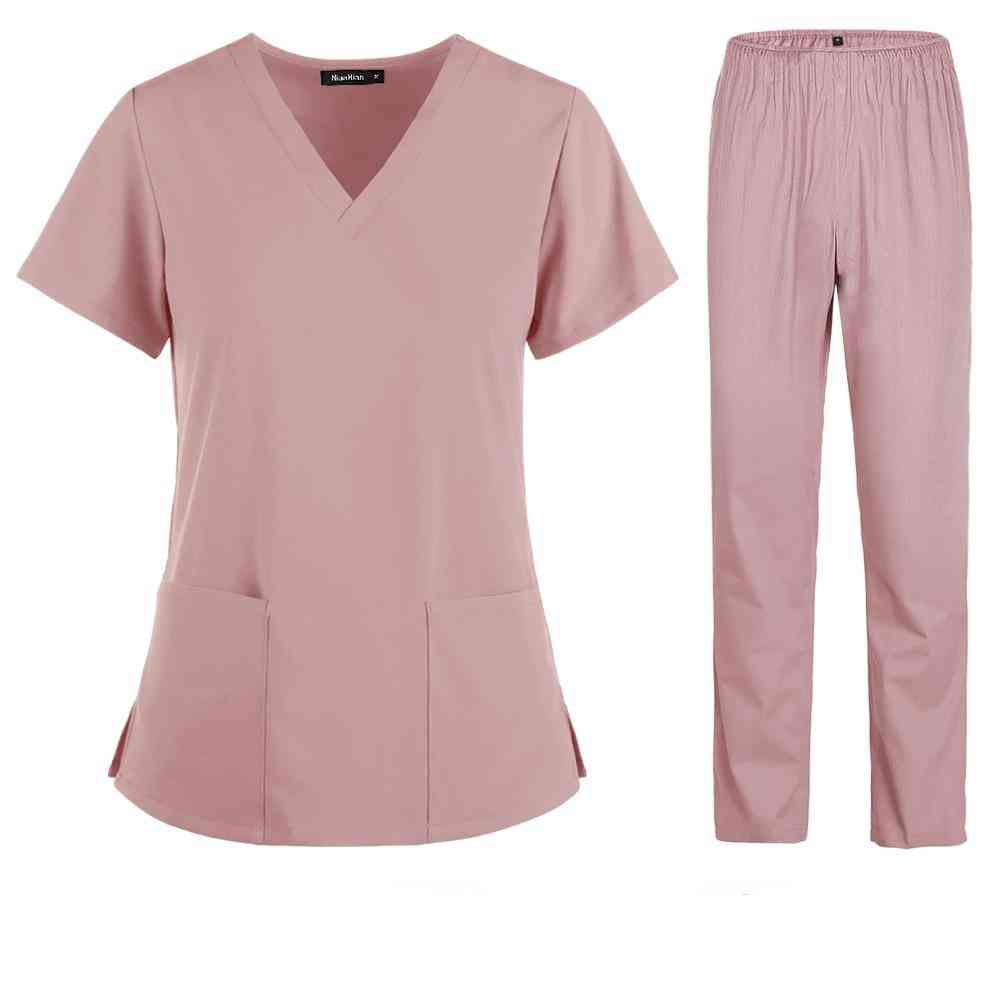 Thin And Light Fabric- Short Sleeve Medical Scrubs, Elastic Pants & Tops