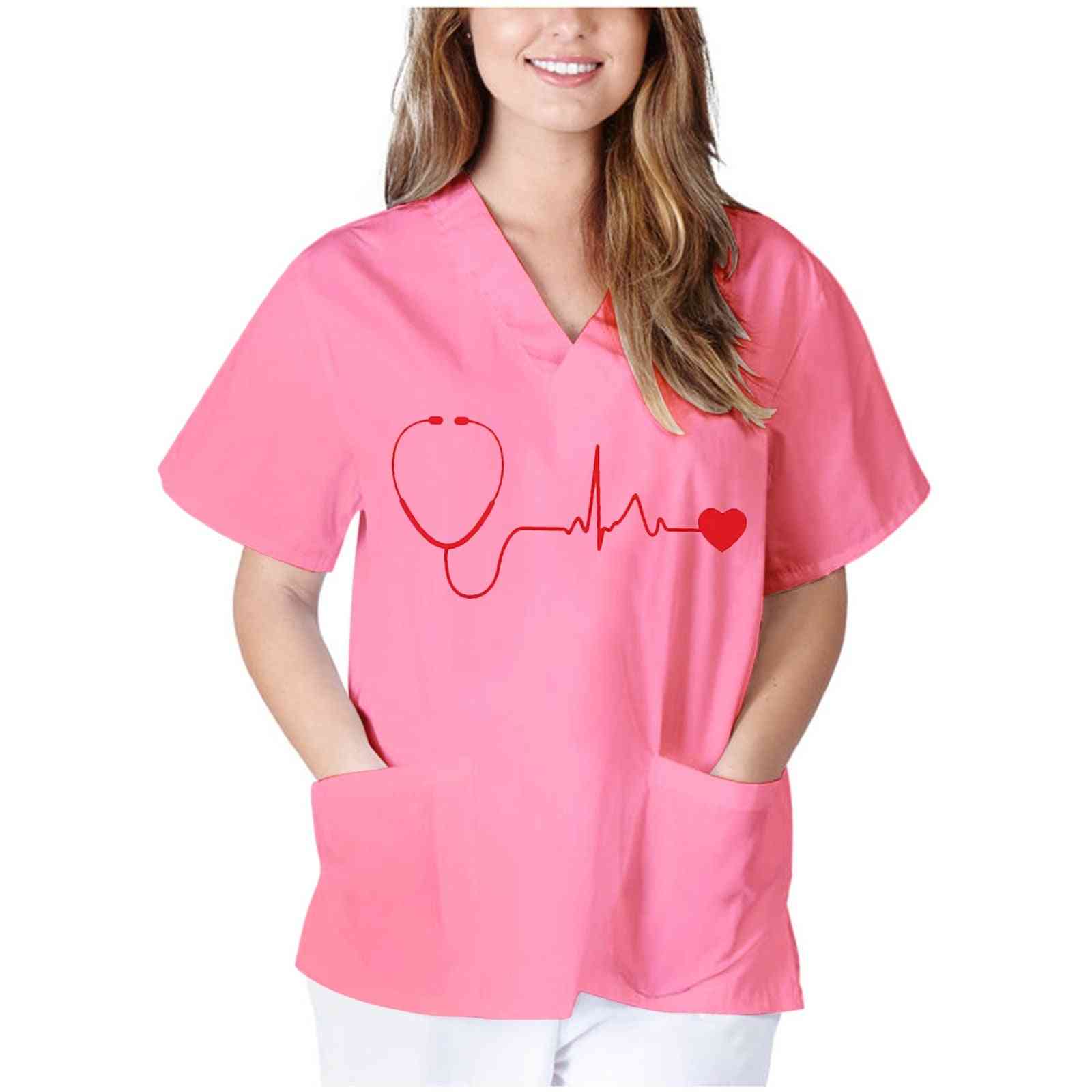 Kvinder skjorter toppe korte ærmer v-hals toppe sygeplejerske arbejder uniform