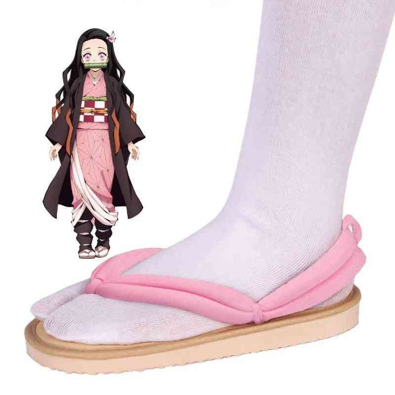 Kamado Nezuko Cosplay Clogs Kimono Flip-flops Geta Slippers / Shoes, Set-1