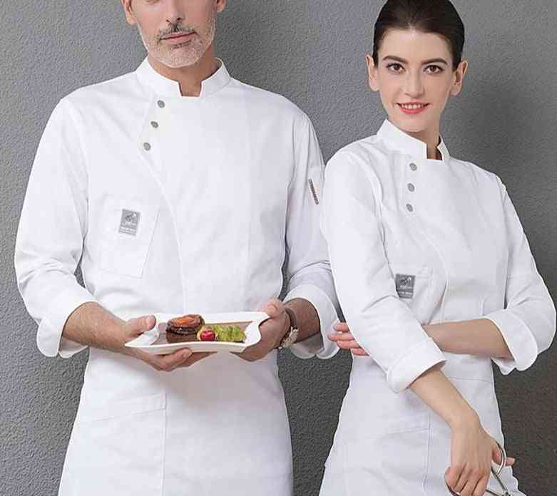 Women And Men Kitchen Restaurant Cook Workwear Chef Uniform White Shirt