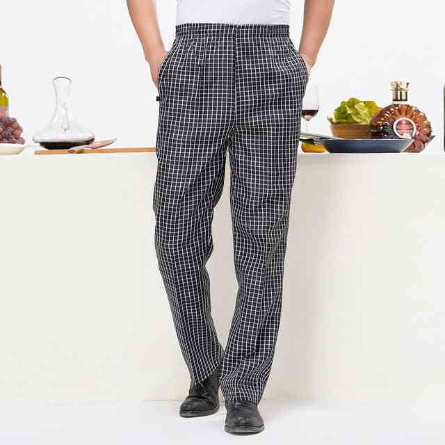 Chef Elastic Waist Trousers, Catering Waiter Work Pants For Adults - Men