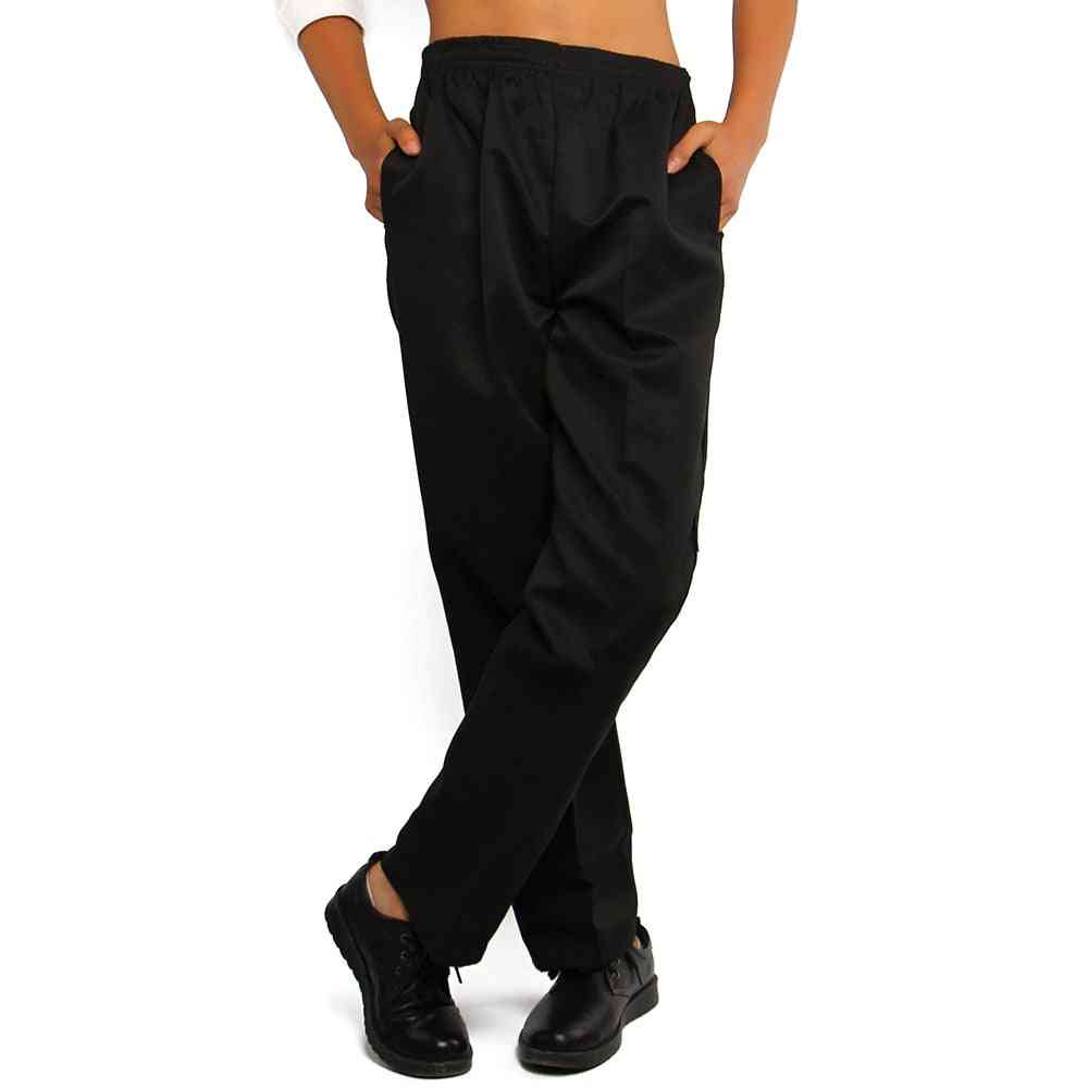 Chef Elastic Waist Trousers, Catering Waiter Work Pants For Adults - Men