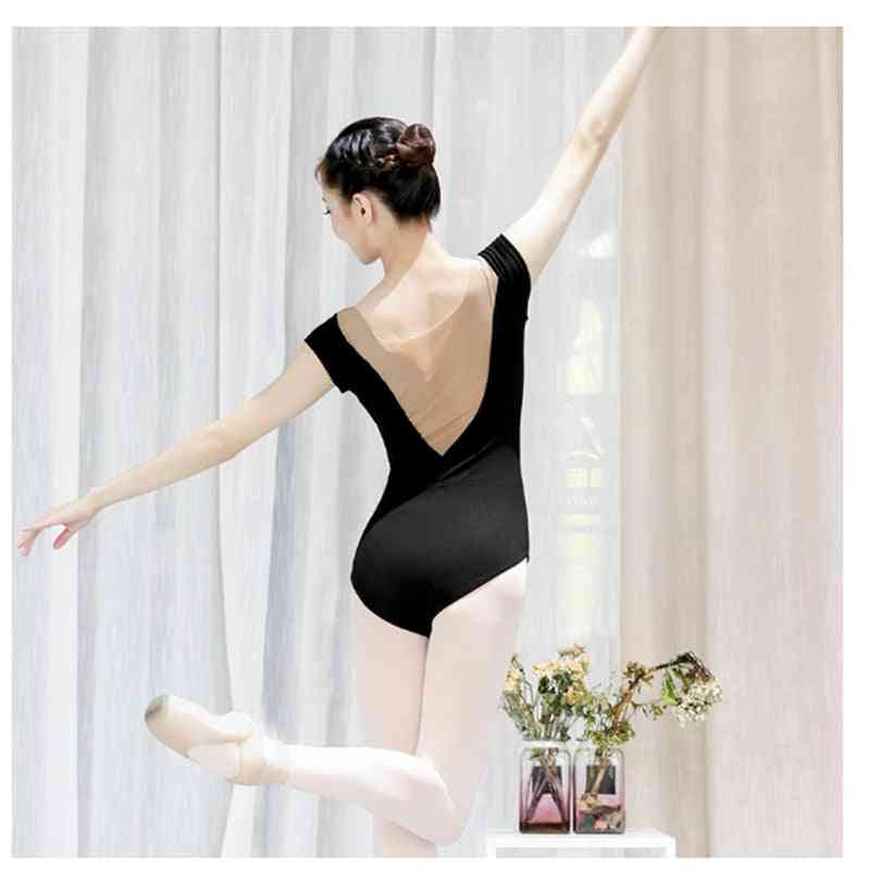 Sexy Neckline Cotton Soft Mesh Gymnastics Leotard Ballet Costumes