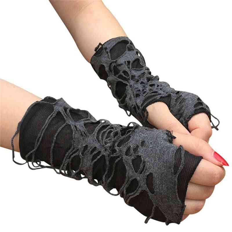 Casaul Broken Slit Gloves Sexy Gothic Fingerless Gloves Halloween
