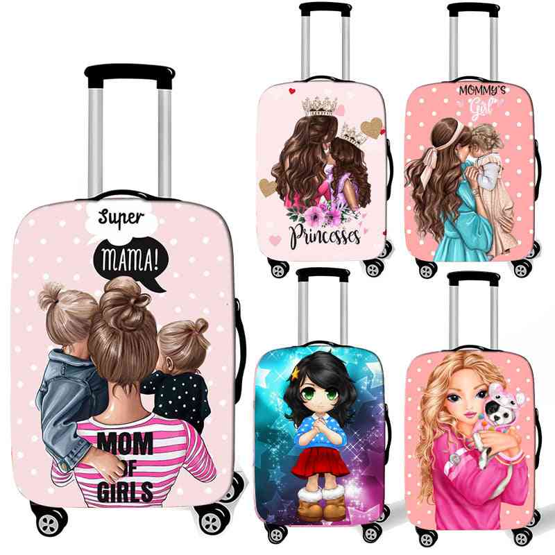 Cute Girl Super Mom Prints Luggage Protective Covers Case