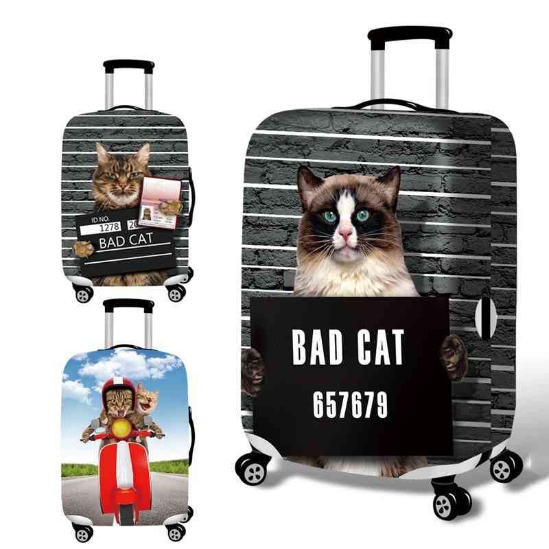 3d- Cat Suitcase Case Luggage, Elastic Protective Covers