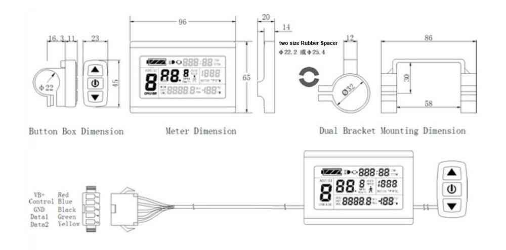 Display Intelligent Kt Lcd3 Electric Bicycle Bike Parts Meter Panel