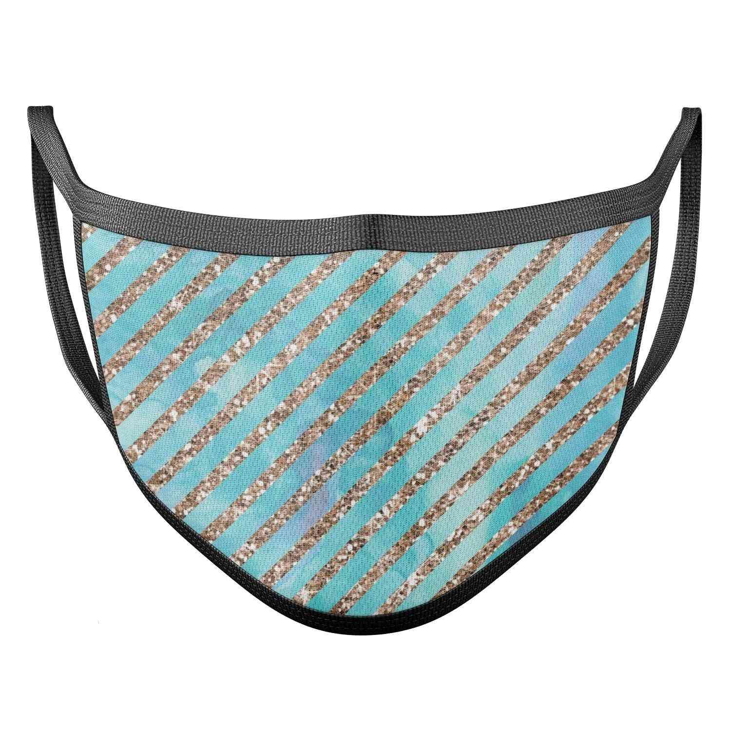 Blue Watercolor And Gold Glitter Diagonal Stripes -   Dust Masks