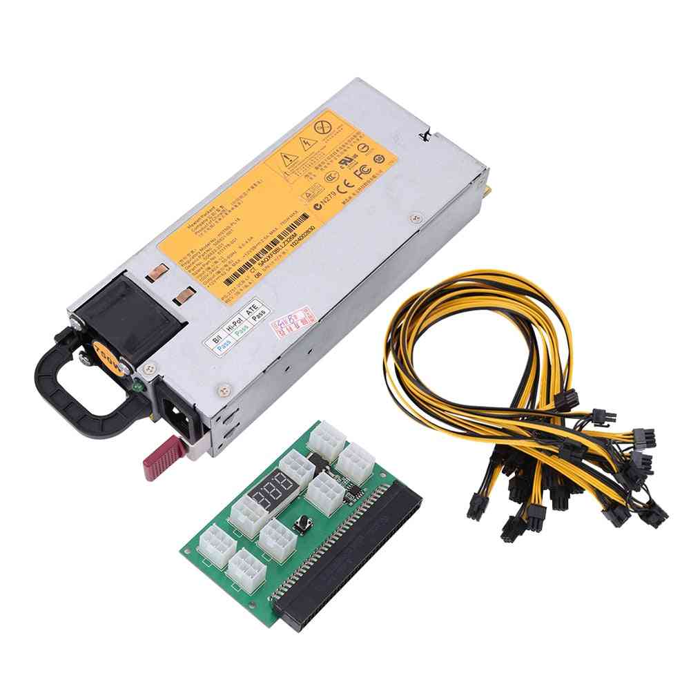 750w Server Power Supply Mining Psu With Breakout Board + Power Cable