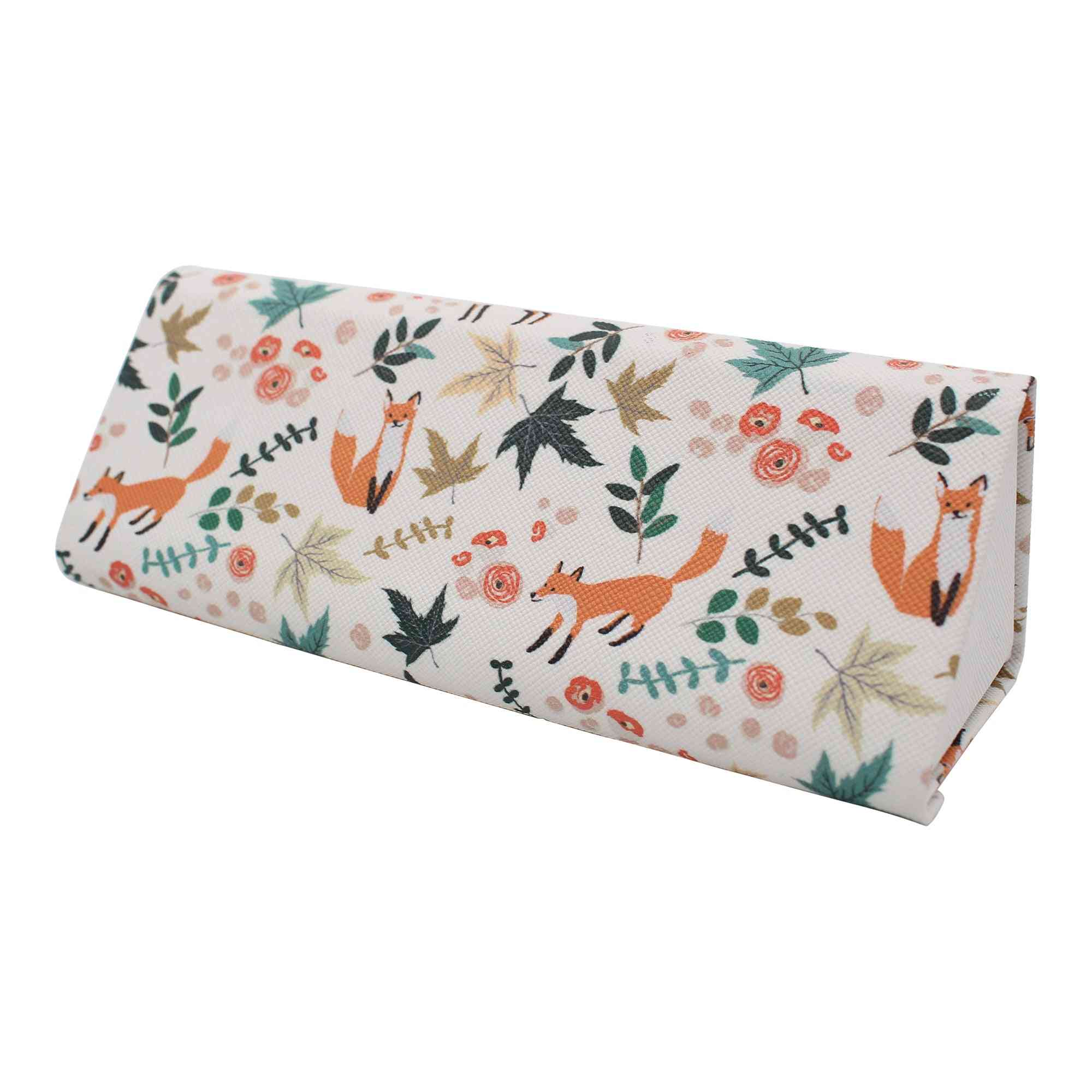 Pu Leather Glasses Case - Foxes Print (small)