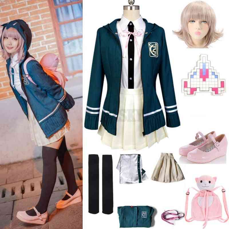 Anime Danganronpa Chiaki Nanami Cosplay Uniform Jacket / Shirt, Wig & Bag Full Set