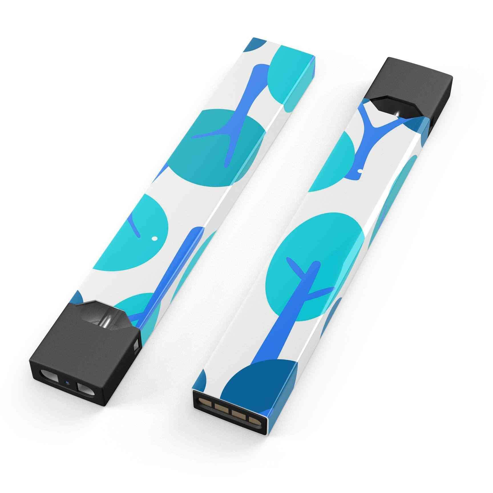 Bright Shades Of Blue Cartoon Trees - Premium Decal Protective