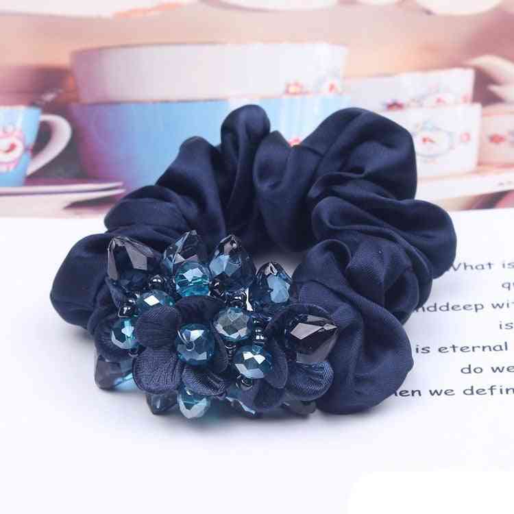 Kvinnor elastiskt hår gummiband-flower scrunchies