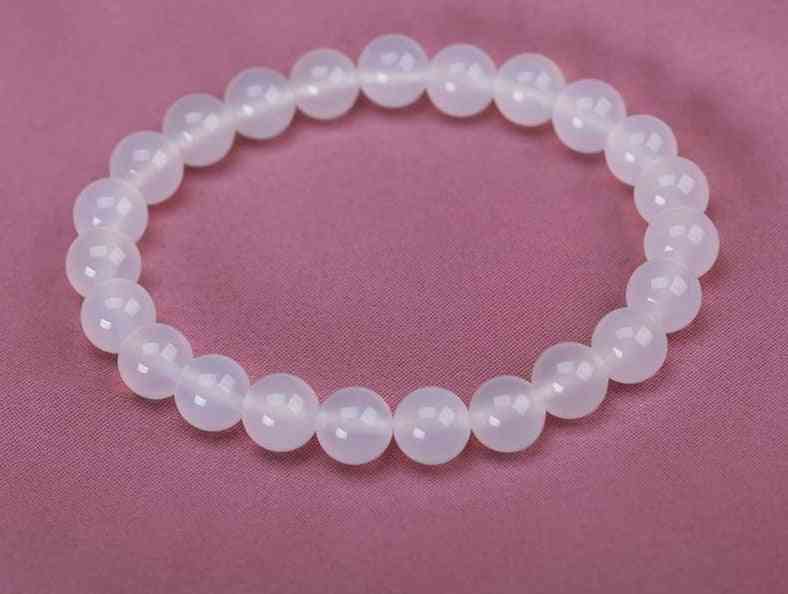 5a High Quantity 10mm Beads White Agates Natural Stone Bracelet