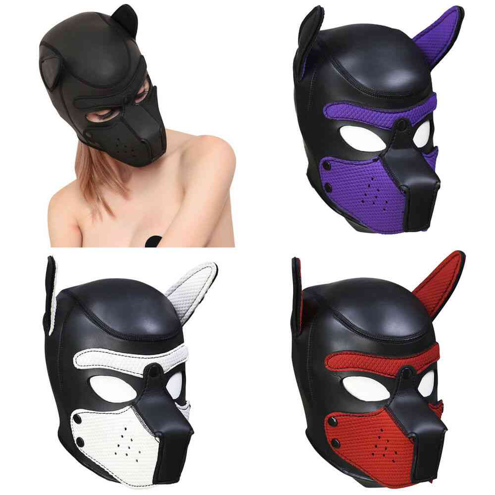Padded Latex Rubber Role Play Dog Mask