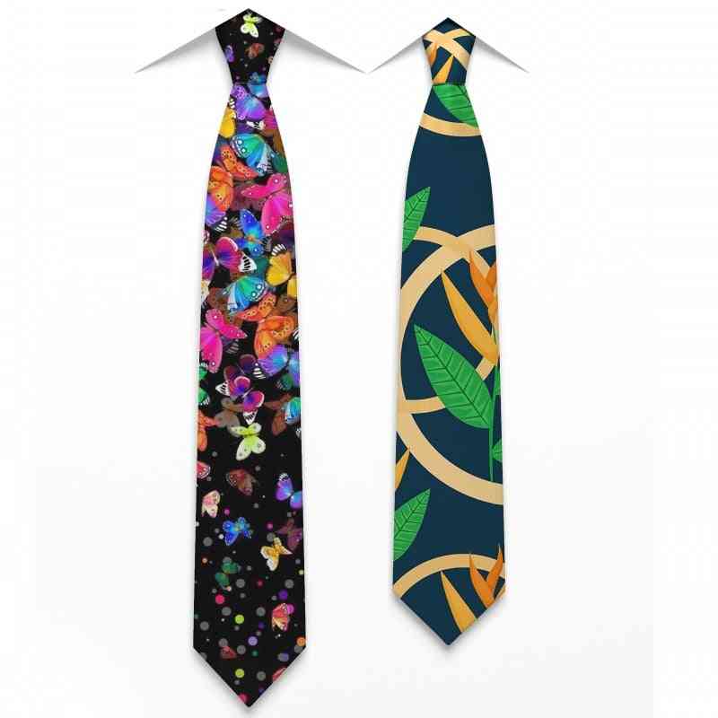 Mens Harajuku Printed Polyester Neckties