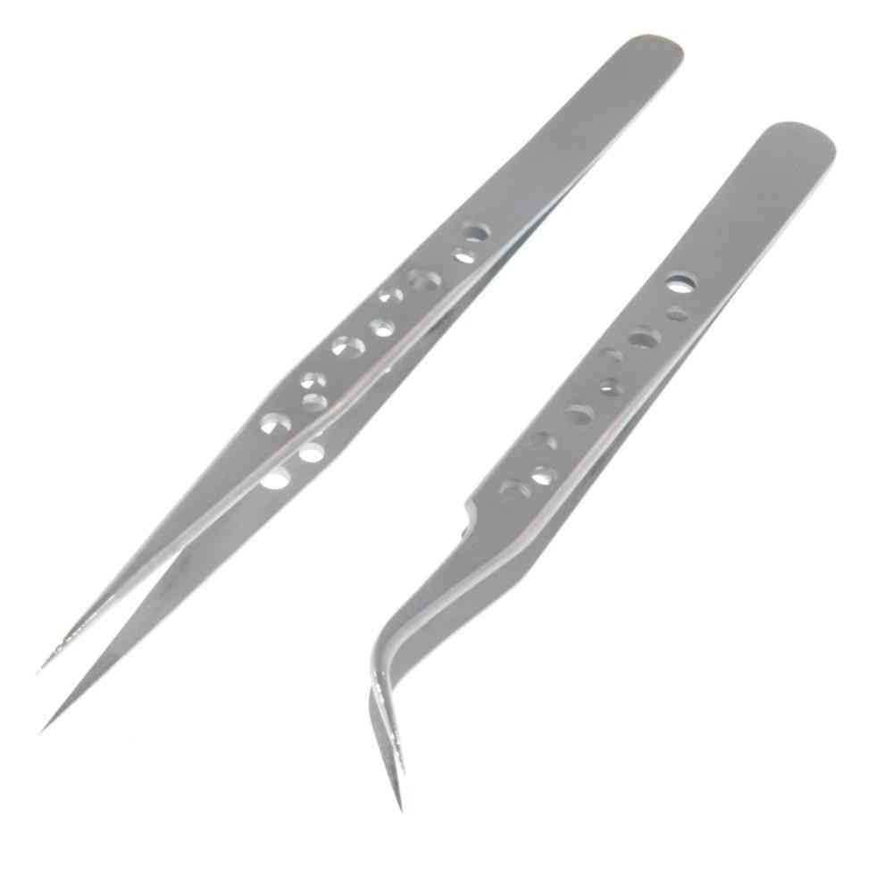 Curved Straight Tip Precision Tweezers