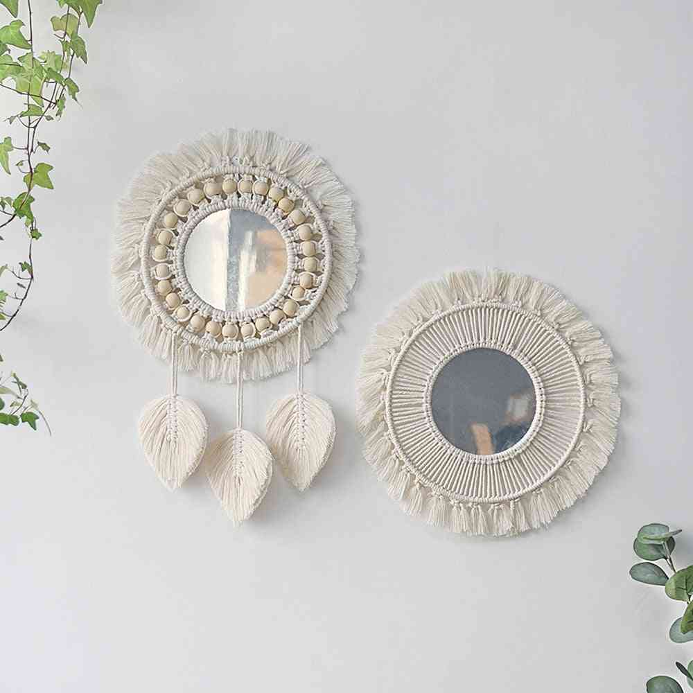 Round Macrame Mirror Decorative Wall Mirrors Boho Home Decor