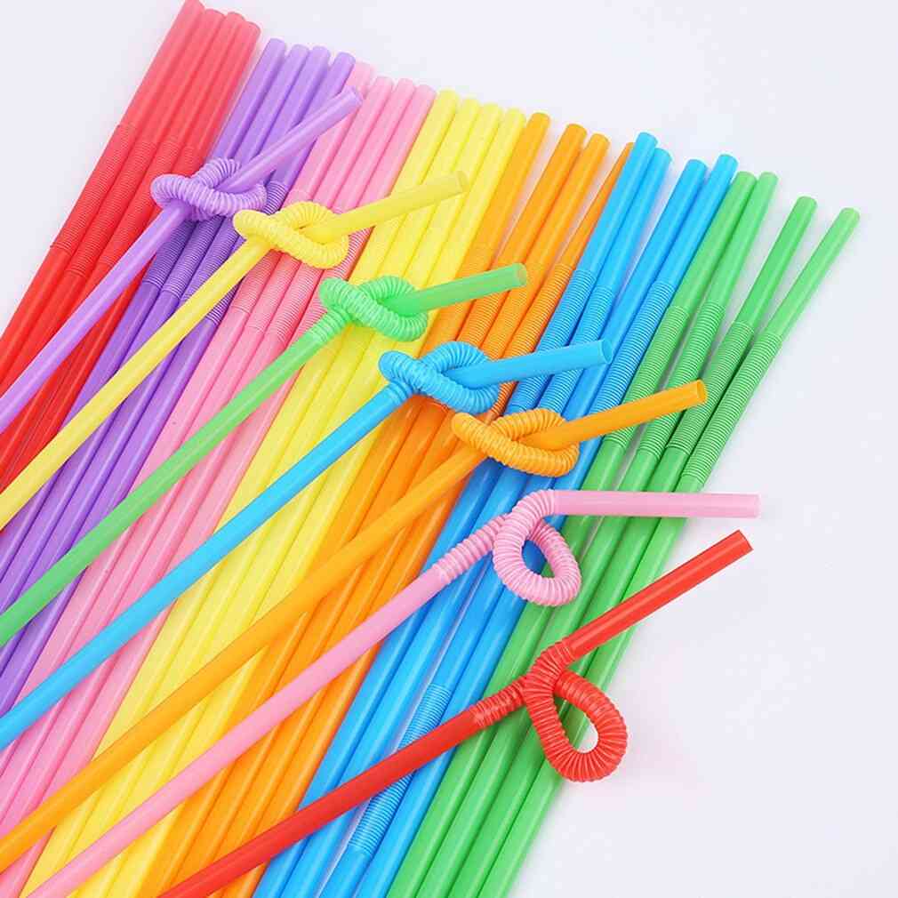 Disposable Multicolor Plastic Elbow Design, Non-toxic Tasteless Drinks Straws