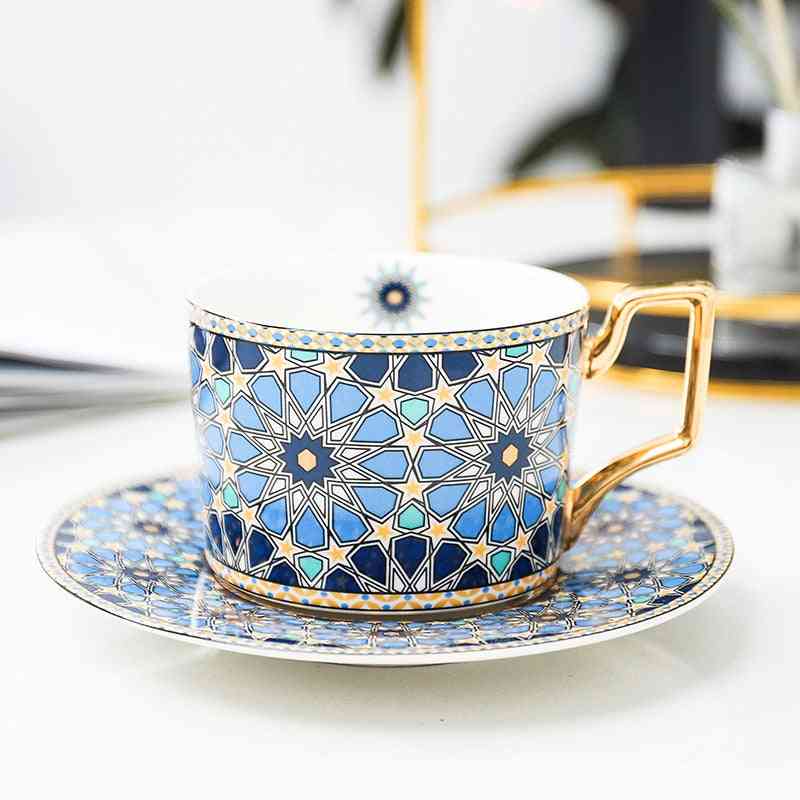 British Style Luxury Moroccan Coffee Cup And Saucer Set With Handle
