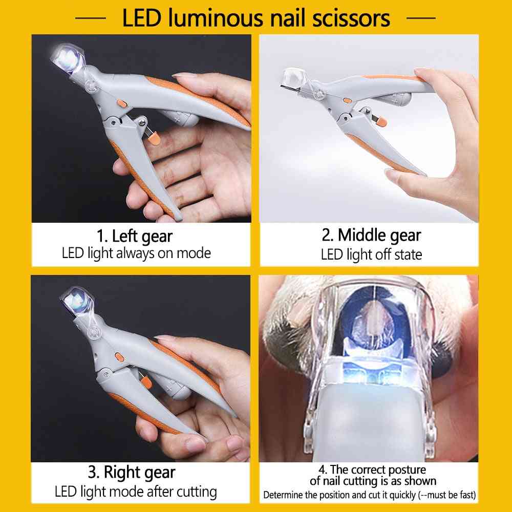 Led Professional Pet Nail Clipper Scissors