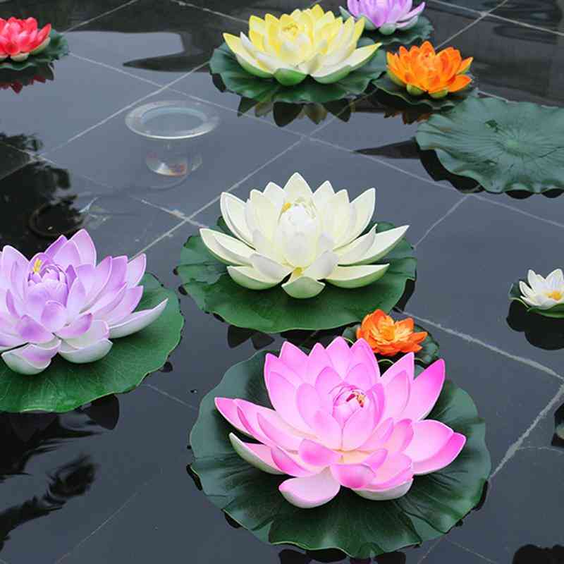 Artificial Floating Water Lily Eva Lotus Flower Pond Decor
