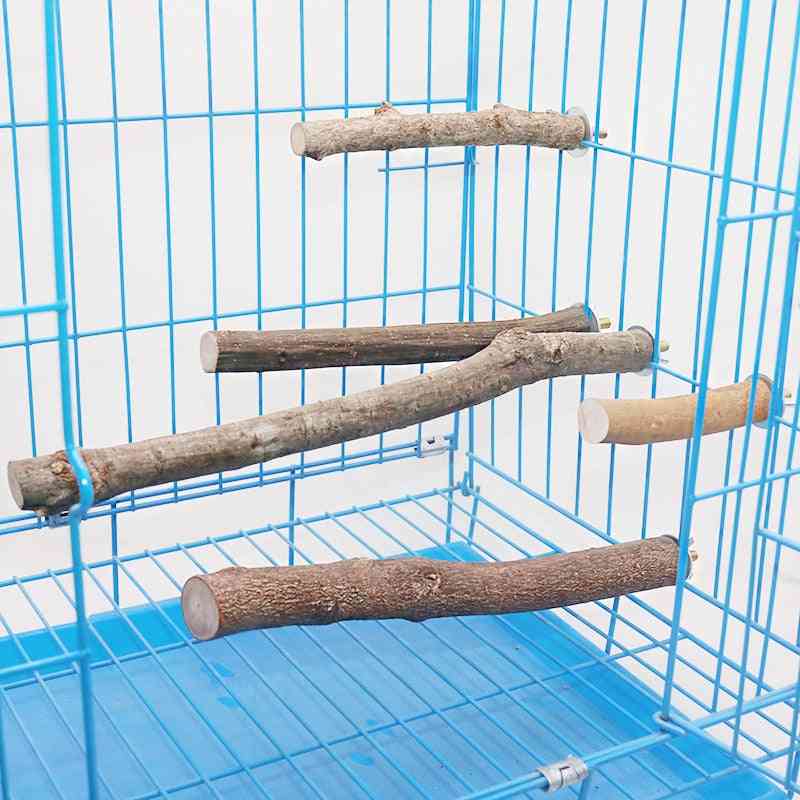 Pet Parrot Raw Wood Fork Tree Branch Stand Rack Toy