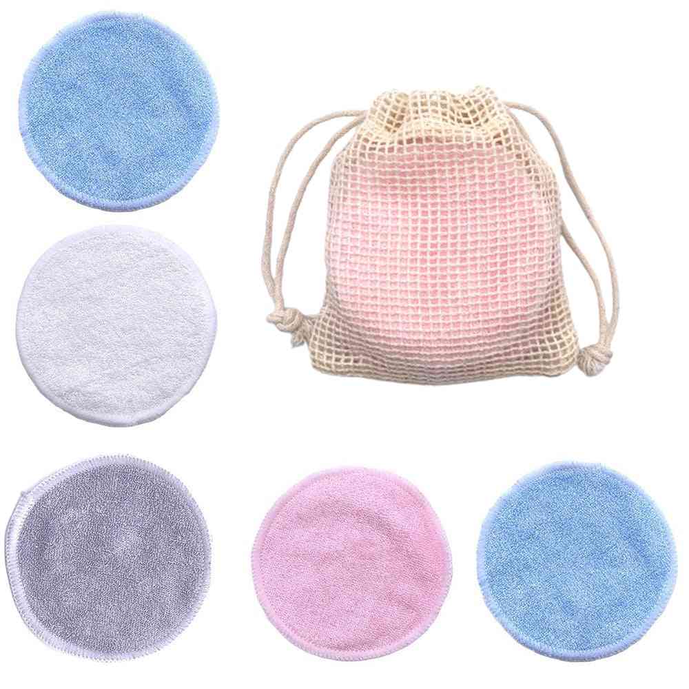 Reusable Bamboo Makeup Remover Pads Cotton 10pcs Microfiber Washable Rounds Cleansing Facial Tools Make Up Removal Pad