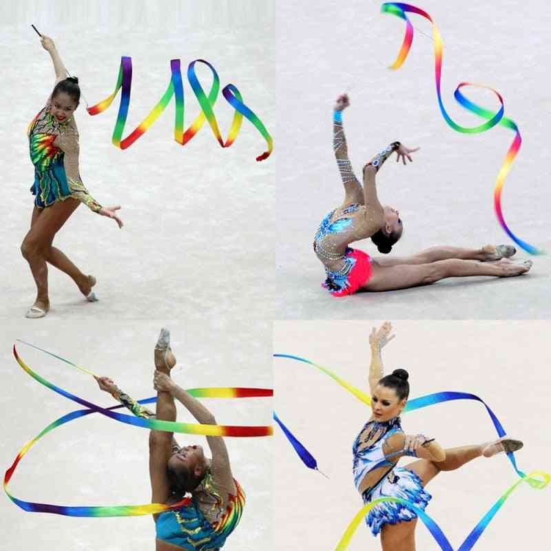 4m Dance Ribbon Gym Rhythmic Gymnastics Art Gymnastic Ballet Streamer Twirling Rod Outdoor Sport Games