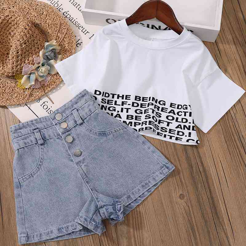 Tops T-shirt Denim Shorts Girl Outfits