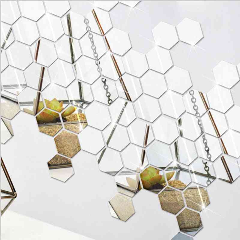 3d Mirror Hexagon Wall Stickers Restaurant Aisle Floor