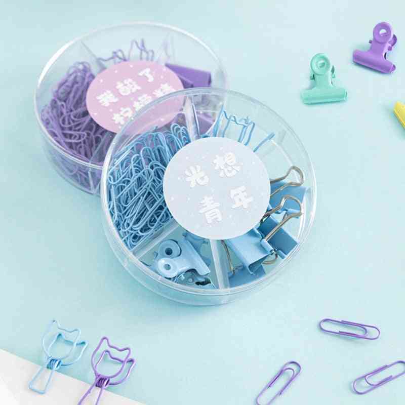 Cat Heart Metal Paper Clip Candy Color Binder Clips For Book
