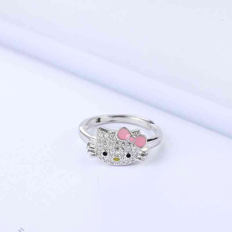 Fashion Platinum Plated Hello Exquisite Kittyed Ring